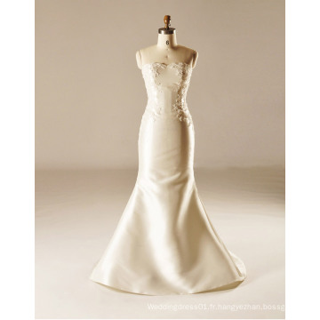 Robe de mariée en satin sans bretelles en satin de sirène